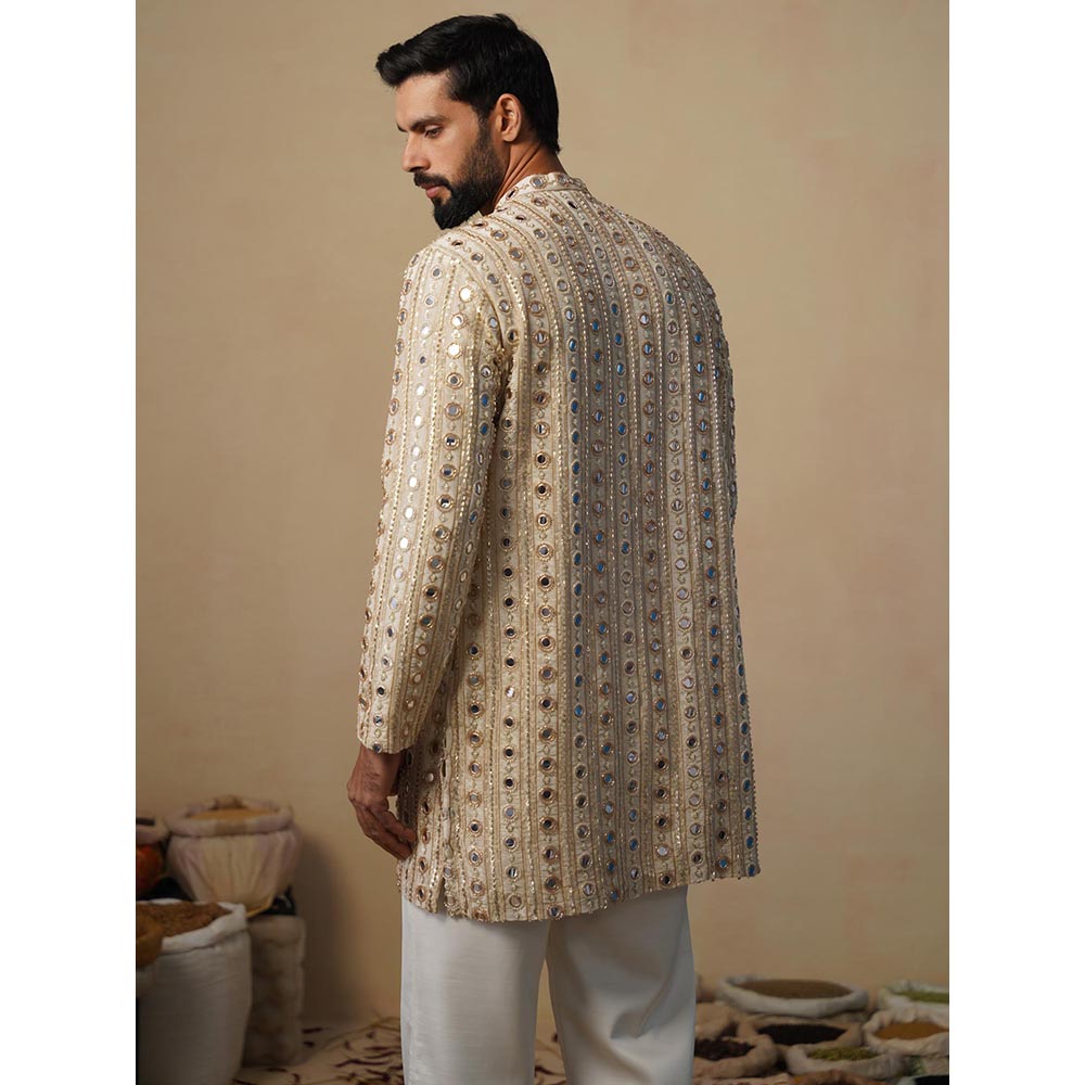KALPRAAG Sheesha Cut Dana Beige Short Kurta with Pant
