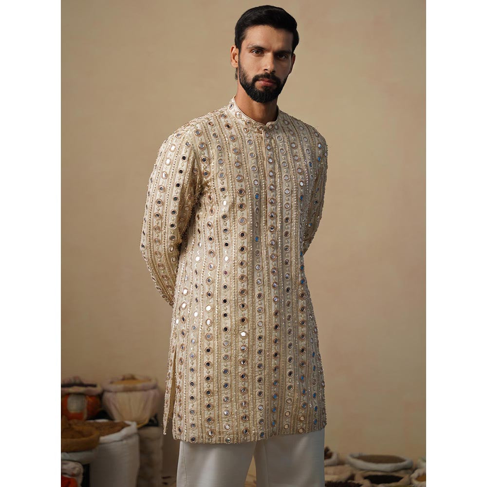 KALPRAAG Sheesha Cut Dana Beige Short Kurta with Pant