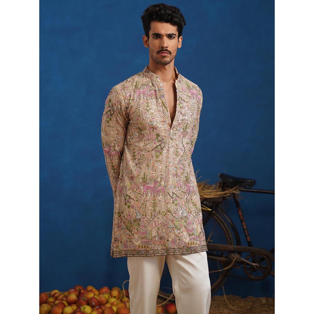 KALPRAAG Brown Heeran Chiku Short Kurta with Pant