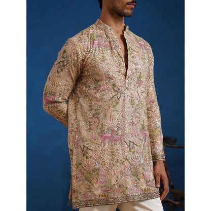 KALPRAAG Brown Heeran Chiku Short Kurta with Pant