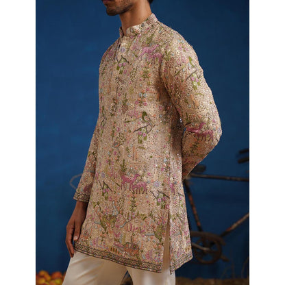 KALPRAAG Brown Heeran Chiku Short Kurta with Pant