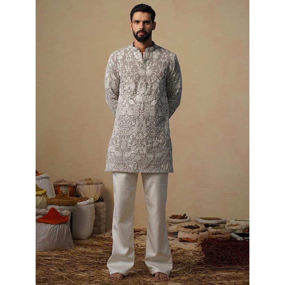 KALPRAAG Mayuresh Grey Short Kurta with Pant