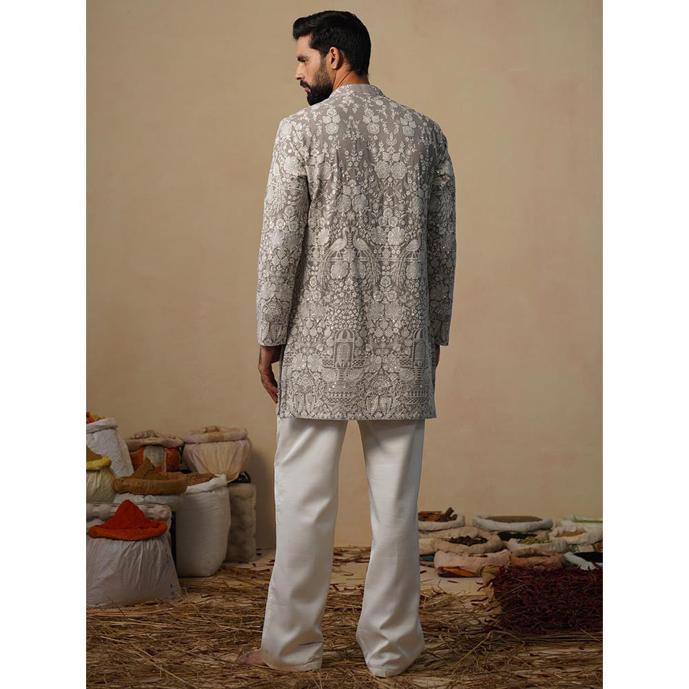 KALPRAAG Mayuresh Grey Short Kurta with Pant