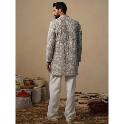 KALPRAAG Mayuresh Grey Short Kurta with Pant