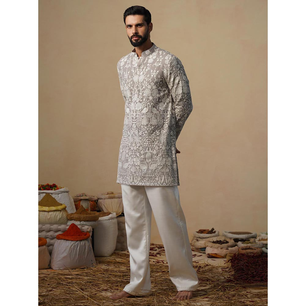 KALPRAAG Mayuresh Grey Short Kurta with Pant