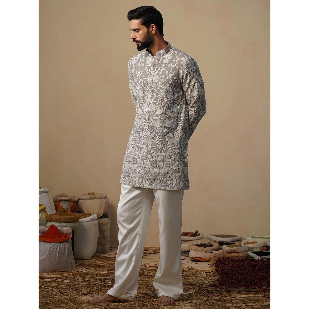 KALPRAAG Mayuresh Grey Short Kurta with Pant