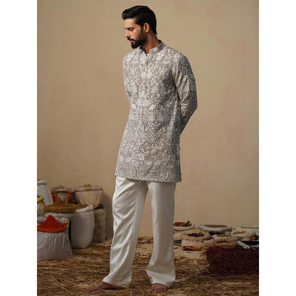 KALPRAAG Mayuresh Grey Short Kurta with Pant