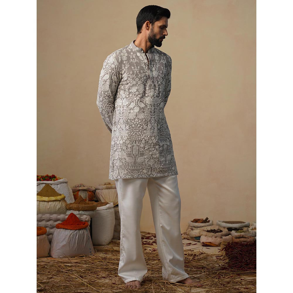KALPRAAG Mayuresh Grey Short Kurta with Pant