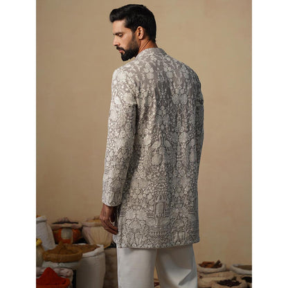 KALPRAAG Mayuresh Grey Short Kurta with Pant