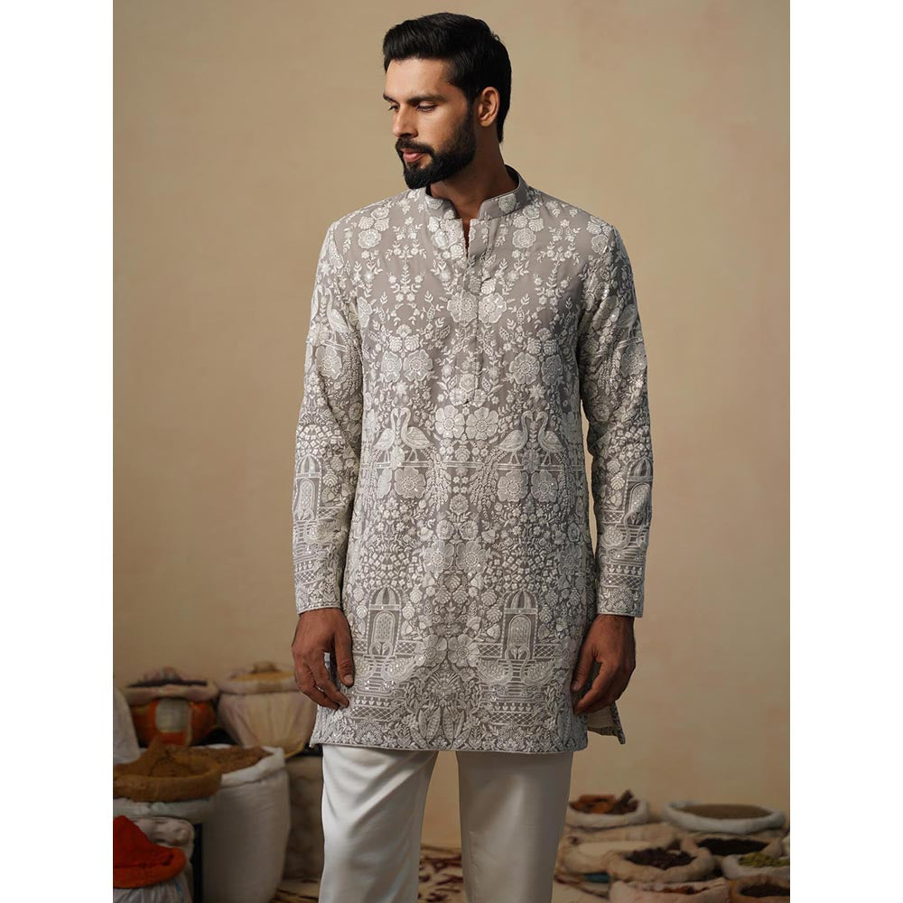 KALPRAAG Mayuresh Grey Short Kurta with Pant