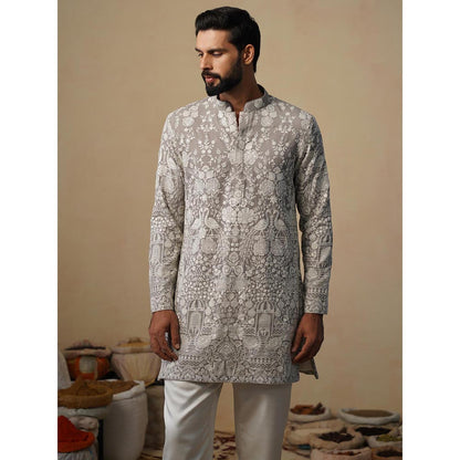 KALPRAAG Mayuresh Grey Short Kurta with Pant
