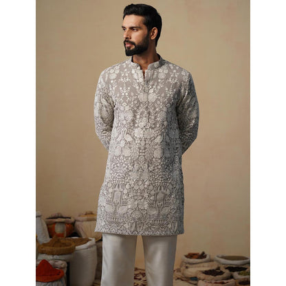 KALPRAAG Mayuresh Grey Short Kurta with Pant