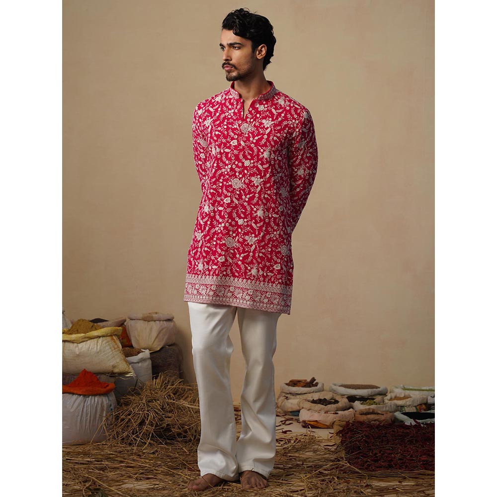 KALPRAAG Gulbahar Hot Pink Short Kurta with Pant