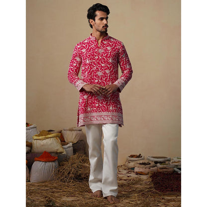 KALPRAAG Gulbahar Hot Pink Short Kurta with Pant