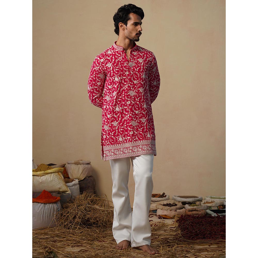 KALPRAAG Gulbahar Hot Pink Short Kurta with Pant