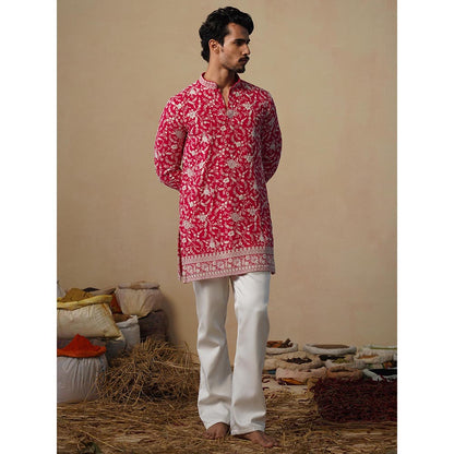 KALPRAAG Gulbahar Hot Pink Short Kurta with Pant