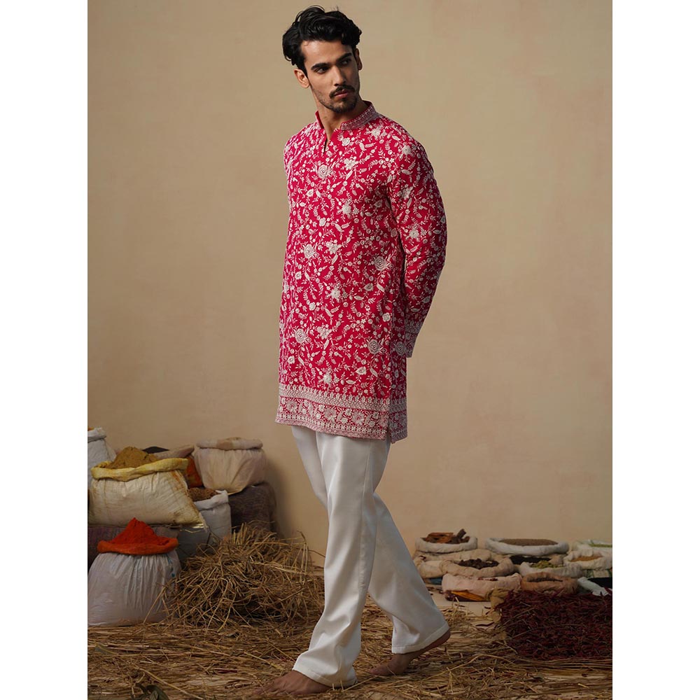KALPRAAG Gulbahar Hot Pink Short Kurta with Pant