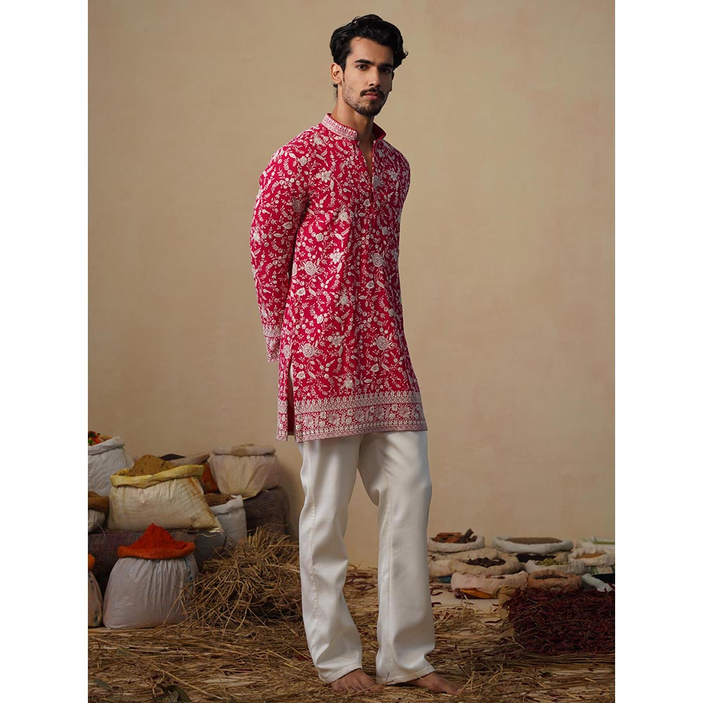 KALPRAAG Gulbahar Hot Pink Short Kurta with Pant