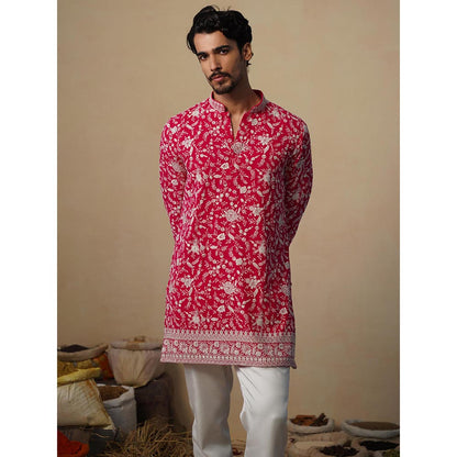 KALPRAAG Gulbahar Hot Pink Short Kurta with Pant