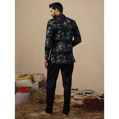 KALPRAAG Prabal Black Jodhpuri Jacket with Shirt and Trouser