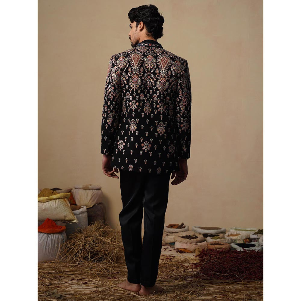 KALPRAAG Utsav Black Jodhpuri Jacket with Shirt and Trouser