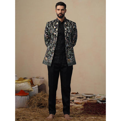 KALPRAAG Parind Black Jodhpuri Jacket with Shirt and Trouser