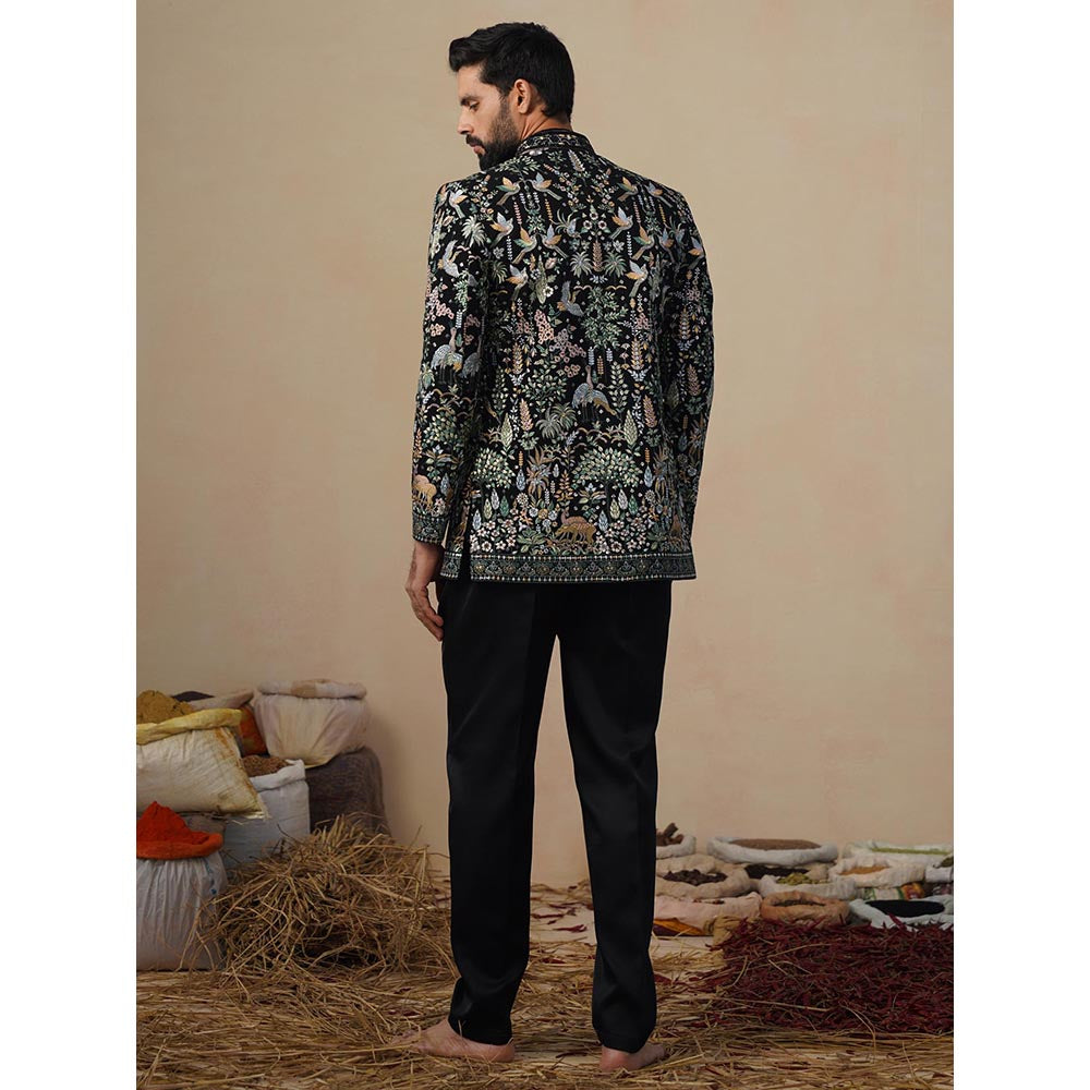 KALPRAAG Parind Black Jodhpuri Jacket with Shirt and Trouser