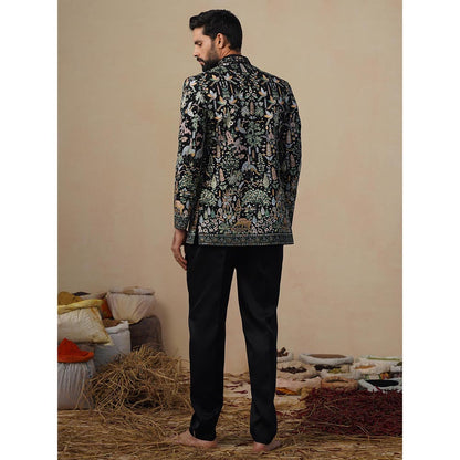 KALPRAAG Parind Black Jodhpuri Jacket with Shirt and Trouser