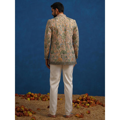 KALPRAAG Brown Parind Chiku Jodhpuri Jacket with Shirt and Trouser