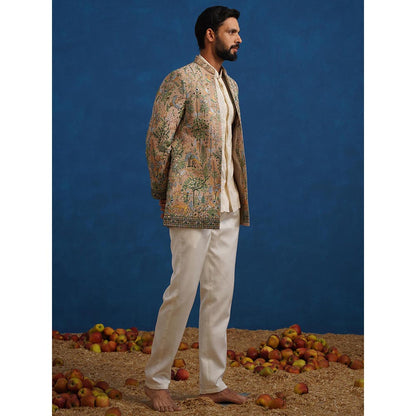 KALPRAAG Brown Parind Chiku Jodhpuri Jacket with Shirt and Trouser