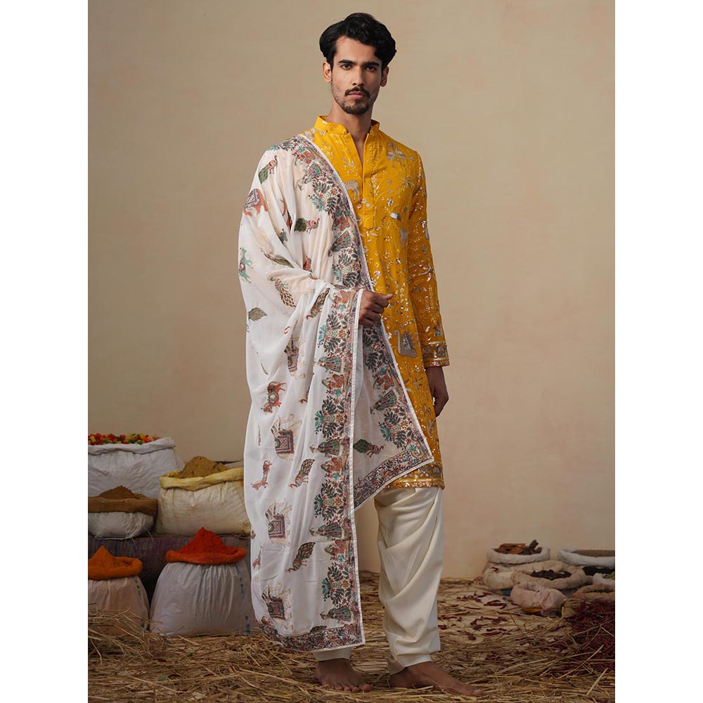 KALPRAAG Yellow Vyom Haldi Kurta with Patiala and Dupatta
