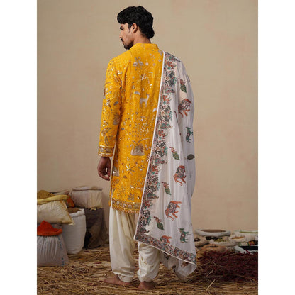KALPRAAG Yellow Vyom Haldi Kurta with Patiala and Dupatta