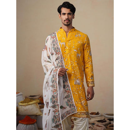 KALPRAAG Yellow Vyom Haldi Kurta with Patiala and Dupatta