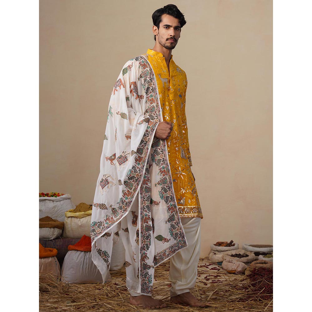KALPRAAG Yellow Vyom Haldi Kurta with Patiala and Dupatta