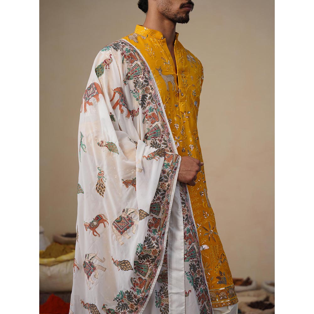 KALPRAAG Yellow Vyom Haldi Kurta with Patiala and Dupatta