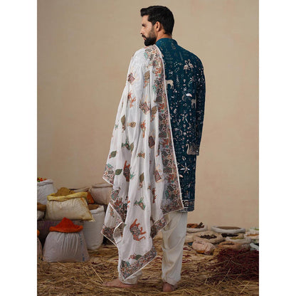 KALPRAAG Vyom Teal Blue Kurta with Patiala and Dupatta