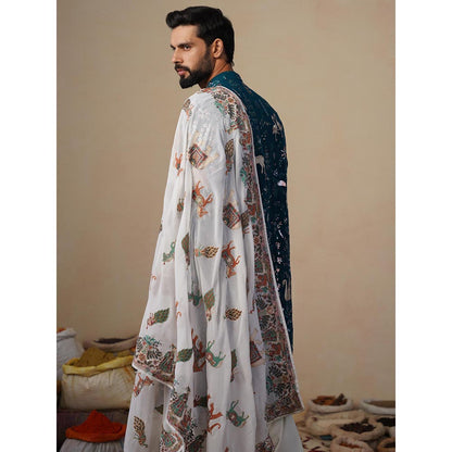 KALPRAAG Vyom Teal Blue Kurta with Patiala and Dupatta