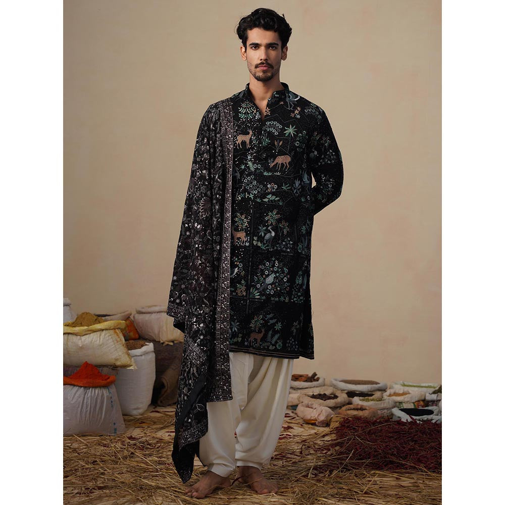 KALPRAAG Prabal Black Kurta with Patiala and Dupatta