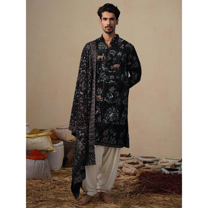 KALPRAAG Prabal Black Kurta with Patiala and Dupatta