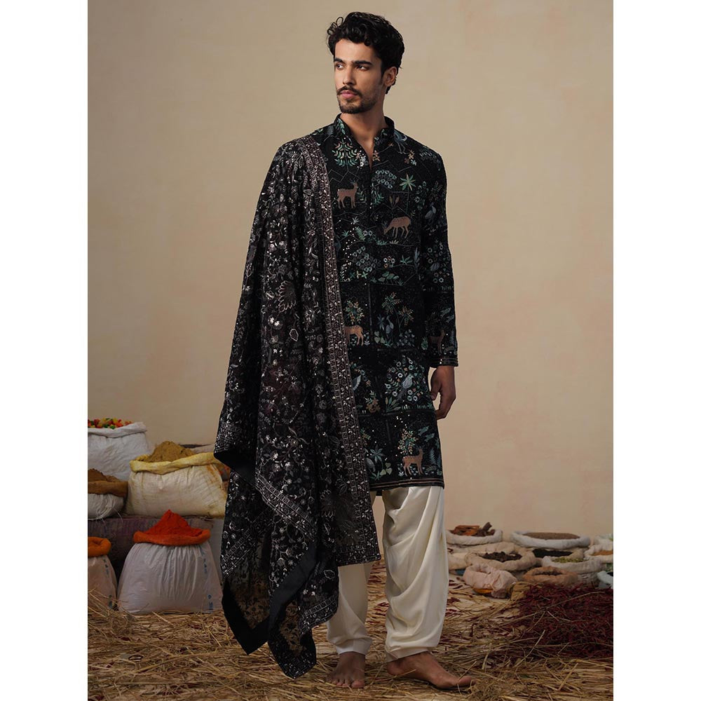KALPRAAG Prabal Black Kurta with Patiala and Dupatta
