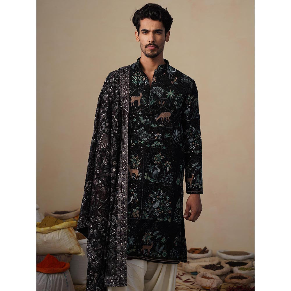 KALPRAAG Prabal Black Kurta with Patiala and Dupatta
