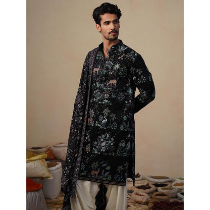 KALPRAAG Prabal Black Kurta with Patiala and Dupatta