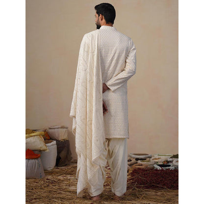KALPRAAG Shvets Ivory Kurta with Patiala and Dupatta