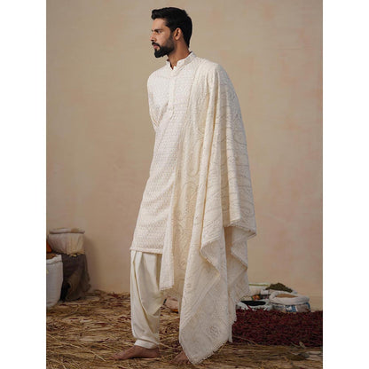 KALPRAAG Shvets Ivory Kurta with Patiala and Dupatta