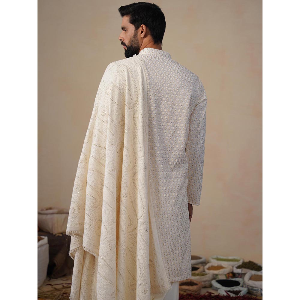 KALPRAAG Shvets Ivory Kurta with Patiala and Dupatta