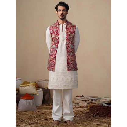 KALPRAAG Prabhat Hot Pink Kurta with Nehru Jacket and Pant