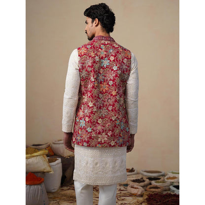 KALPRAAG Prabhat Hot Pink Kurta with Nehru Jacket and Pant