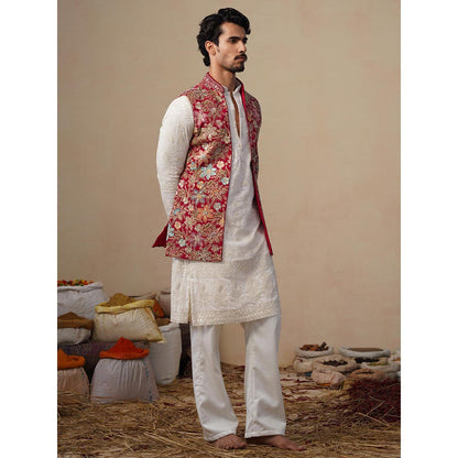 KALPRAAG Prabhat Hot Pink Kurta with Nehru Jacket and Pant