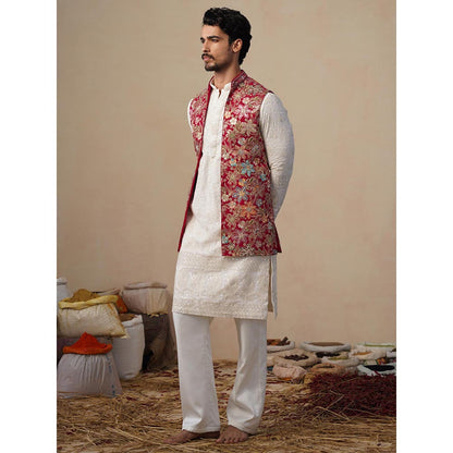 KALPRAAG Prabhat Hot Pink Kurta with Nehru Jacket and Pant