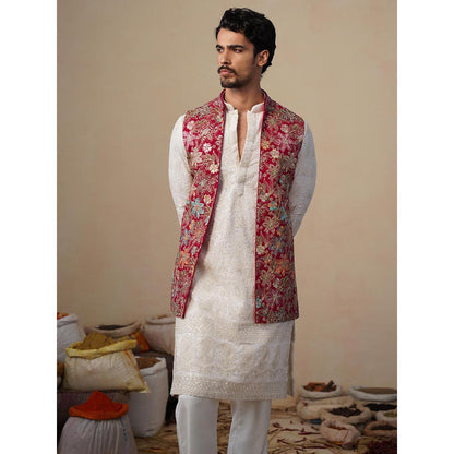 KALPRAAG Prabhat Hot Pink Kurta with Nehru Jacket and Pant